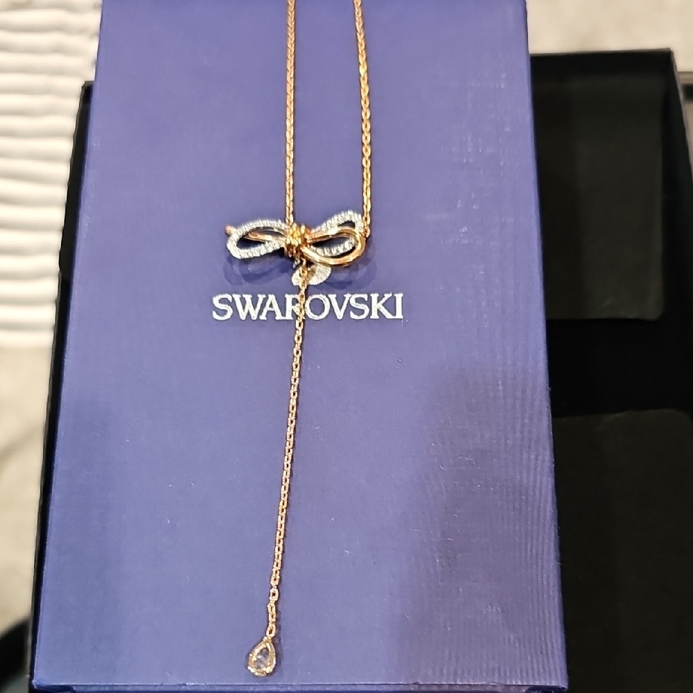 Swarovski Rose Gold and Silver Bow Necklace